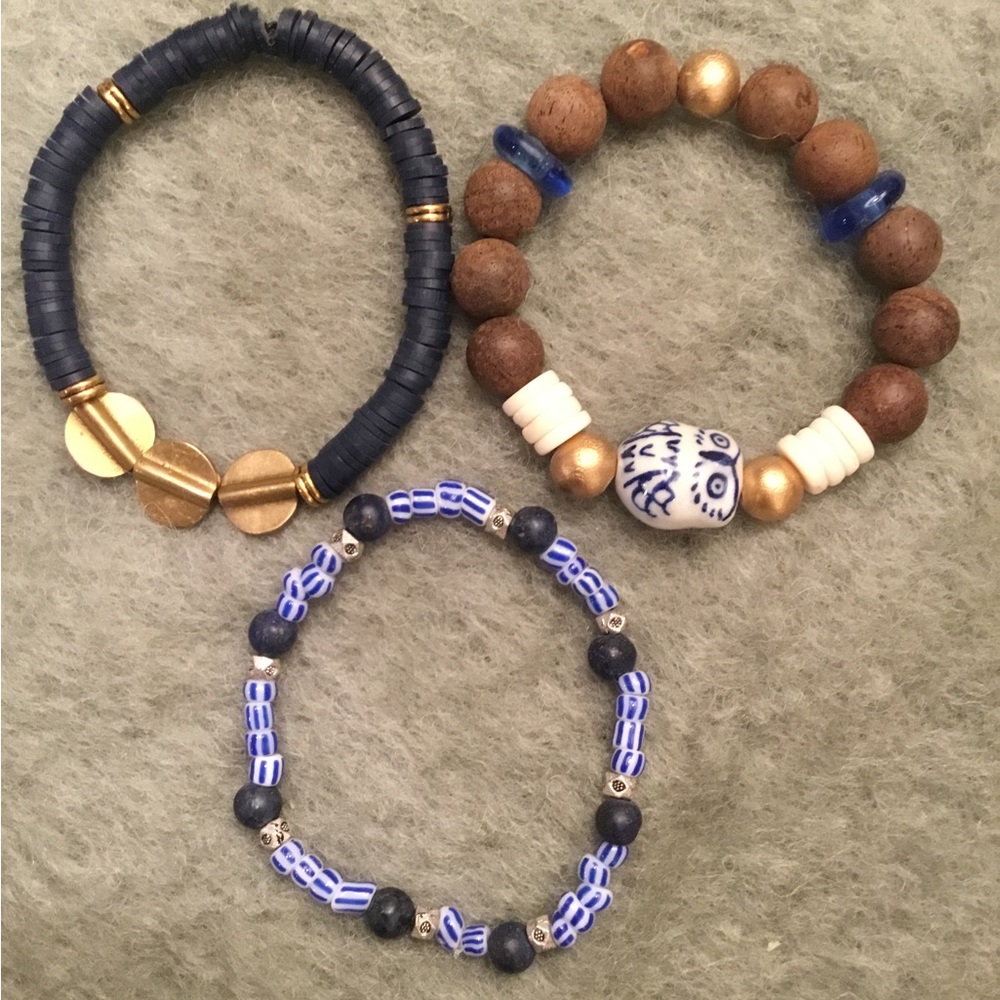Three Piece Handmade Bohemian Beaded Bracelet Set